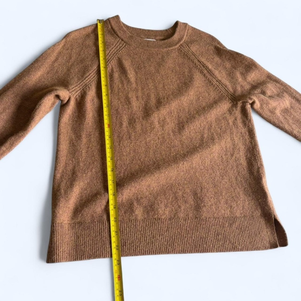 J.Crew Brown Heathered Cotton Wool Blend Raglan Crewneck Sweater Small - Picture 3 of 7